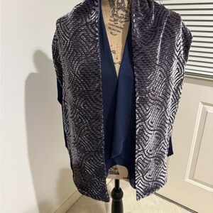 Giorgio Armani grayish brownish Purple Patterned scarf roughly 9”x64”